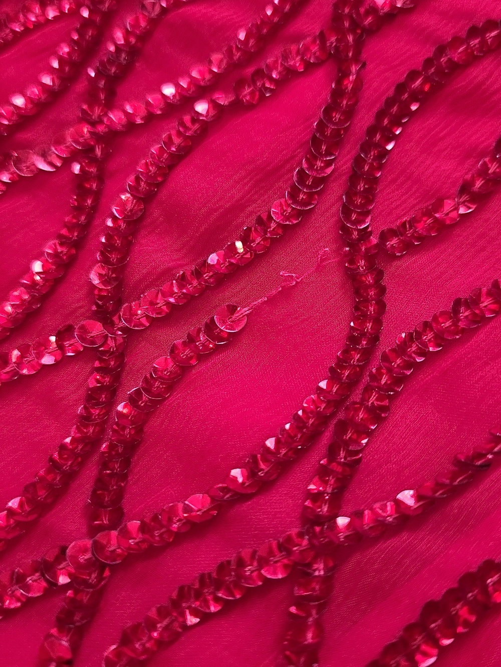 Vintage Laurence Kazar Cocktail 100% Silk Red Sequin Beaded Dress - Picture 11 of 16